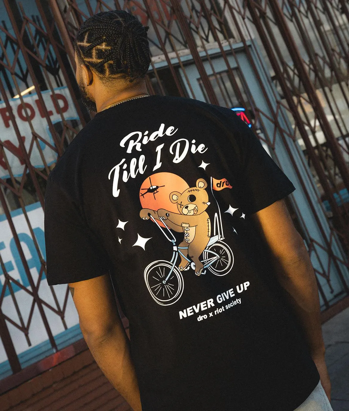 Dro x Riot Society Ride Till I Die Mens T-Shirt sold by riot society product image thumbnail 3