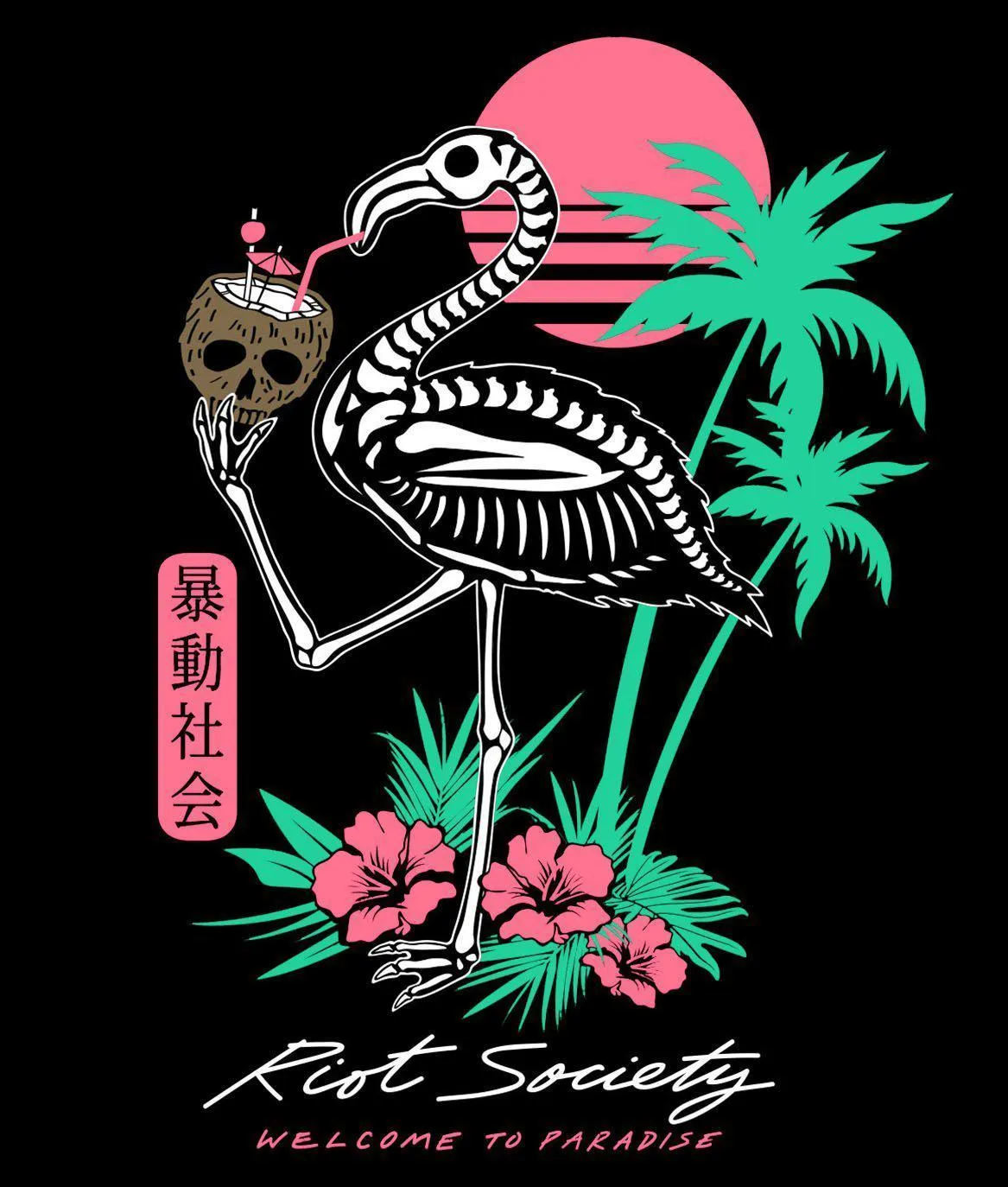 Tropical Skeleton Flamingo Mens T-Shirt sold by riot society product image thumbnail 5