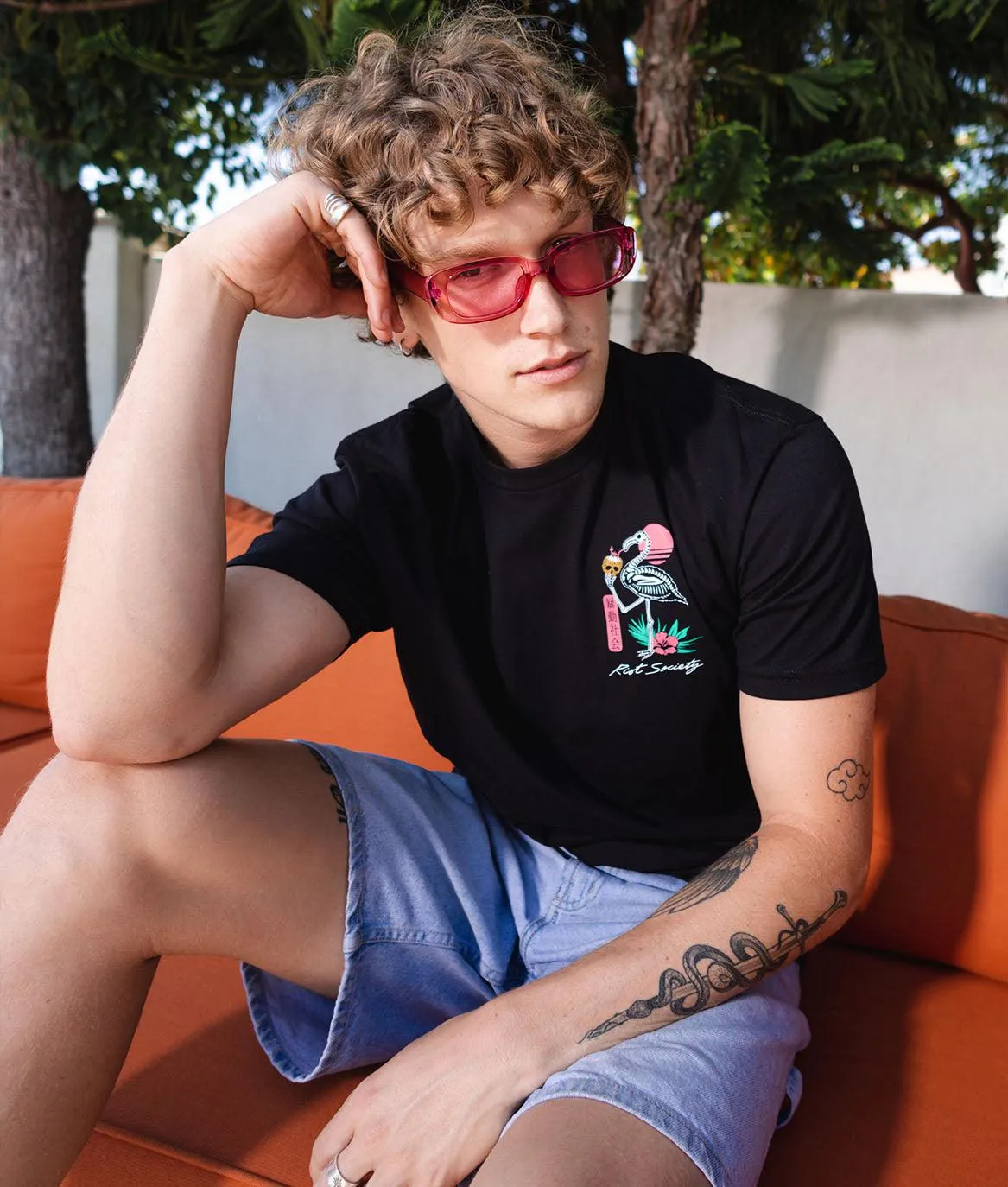 Tropical Skeleton Flamingo Mens T-Shirt sold by riot society product image thumbnail 2