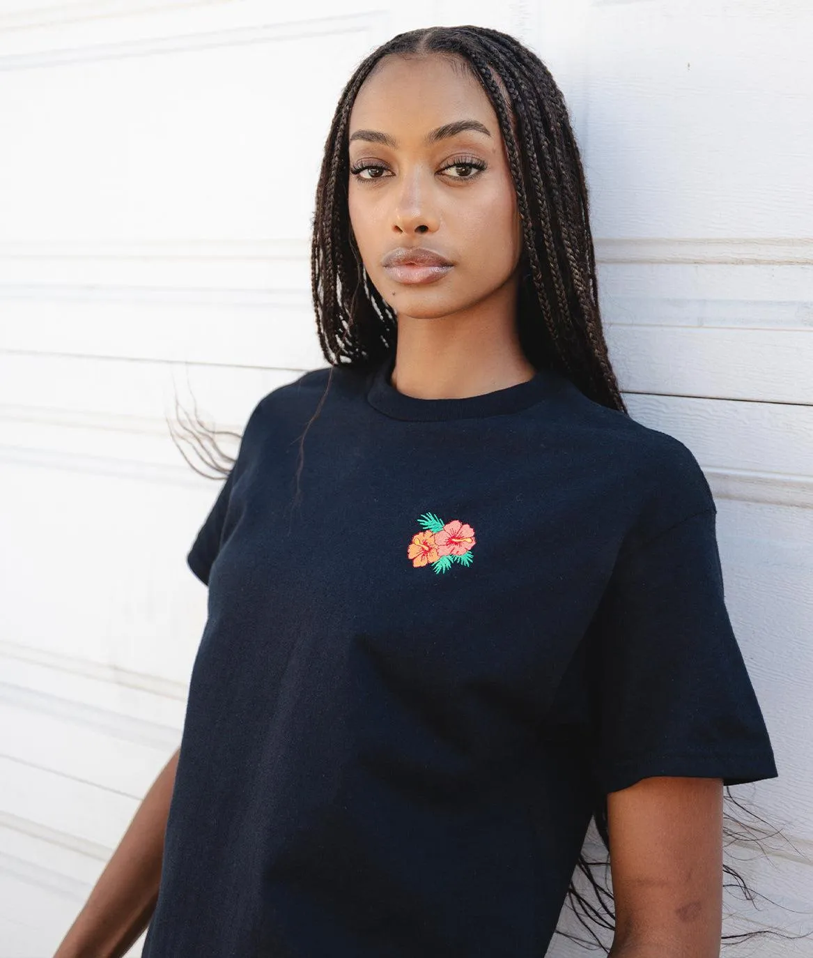 Hibiscus Embroidered Womens Tee sold by riot society