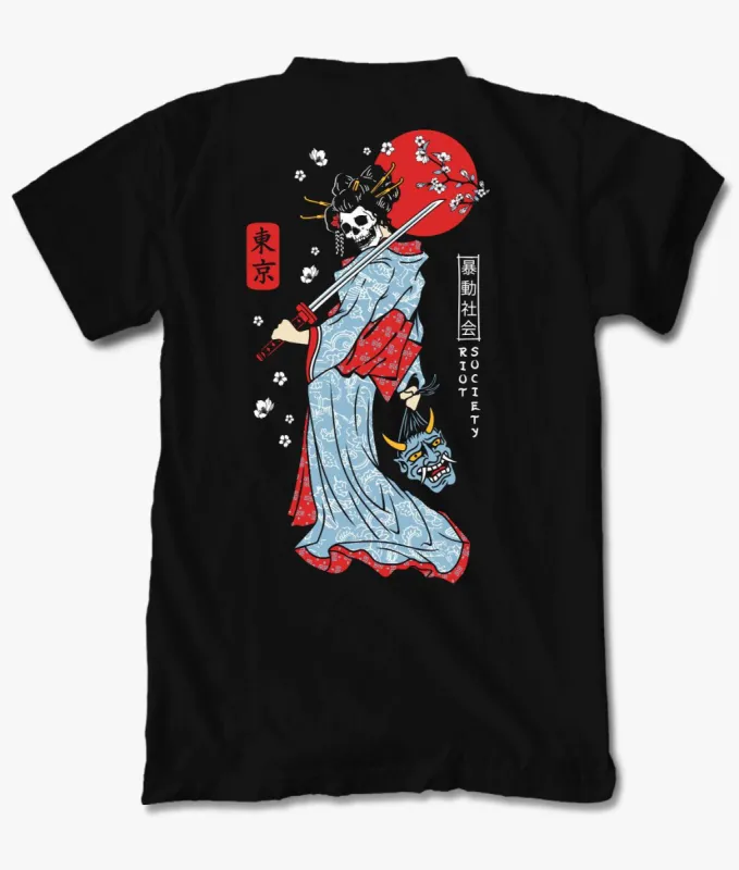 Geisha Samurai Mens T-Shirt sold by riot society