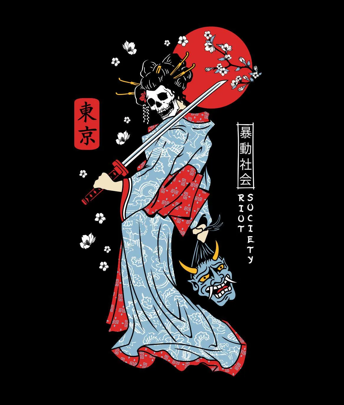Geisha Samurai Mens T-Shirt sold by riot society product image thumbnail 5