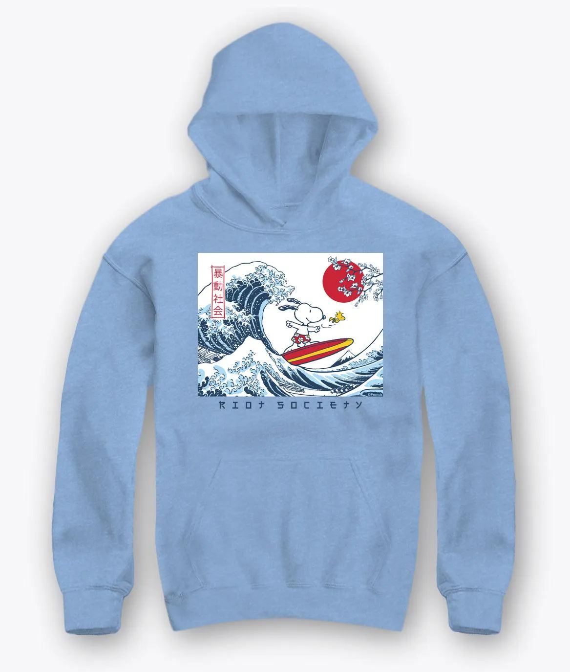 Peanuts Snoopy & Woodstock Great Wave Boys Hoodie Sale sold by riot society