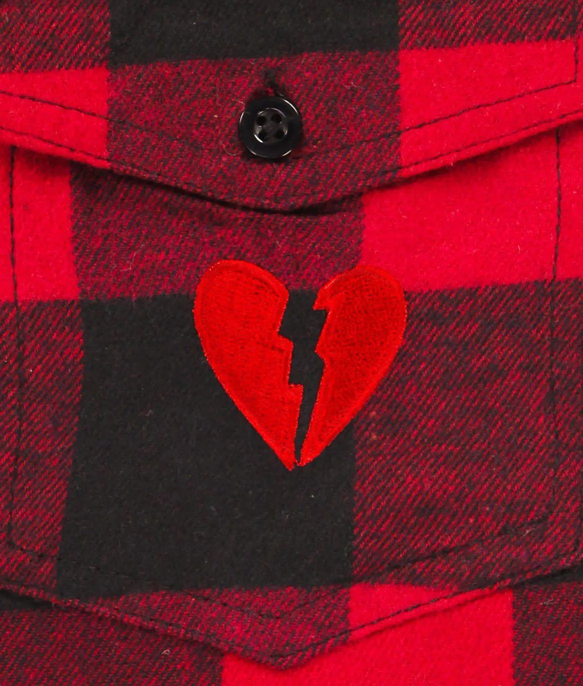 Broken Heart Embroidered Mens Premium Yarn-Dyed Long Sleeve Flannel Shirt sold by riot society product image thumbnail 2