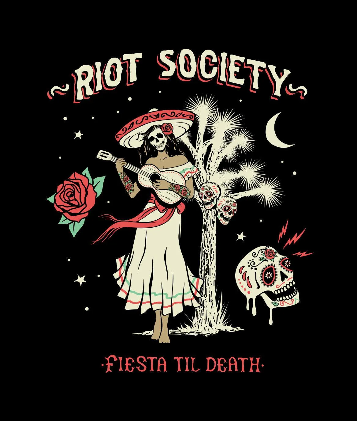 Fiesta Til Death Skull Mens T-Shirt sold by riot society product image thumbnail 5