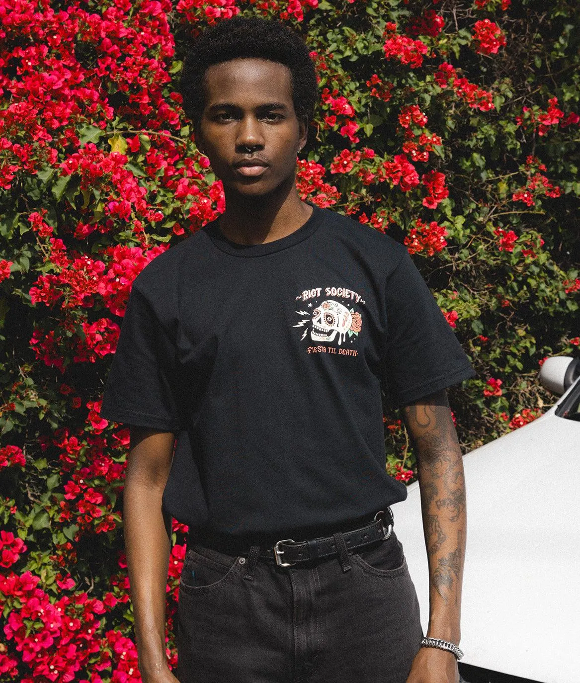 Fiesta Til Death Skull Mens T-Shirt sold by riot society product image thumbnail 2