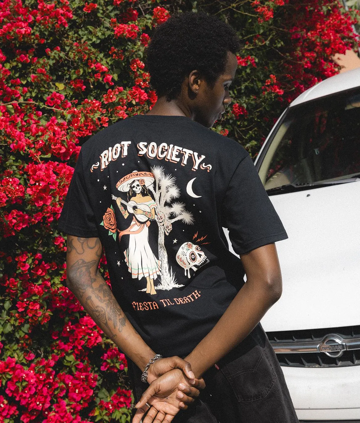 Fiesta Til Death Skull Mens T-Shirt sold by riot society product image thumbnail 3