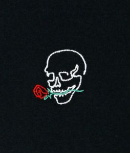 Skull Rose Outline Embroidered Mens T-Shirt sold by riot society