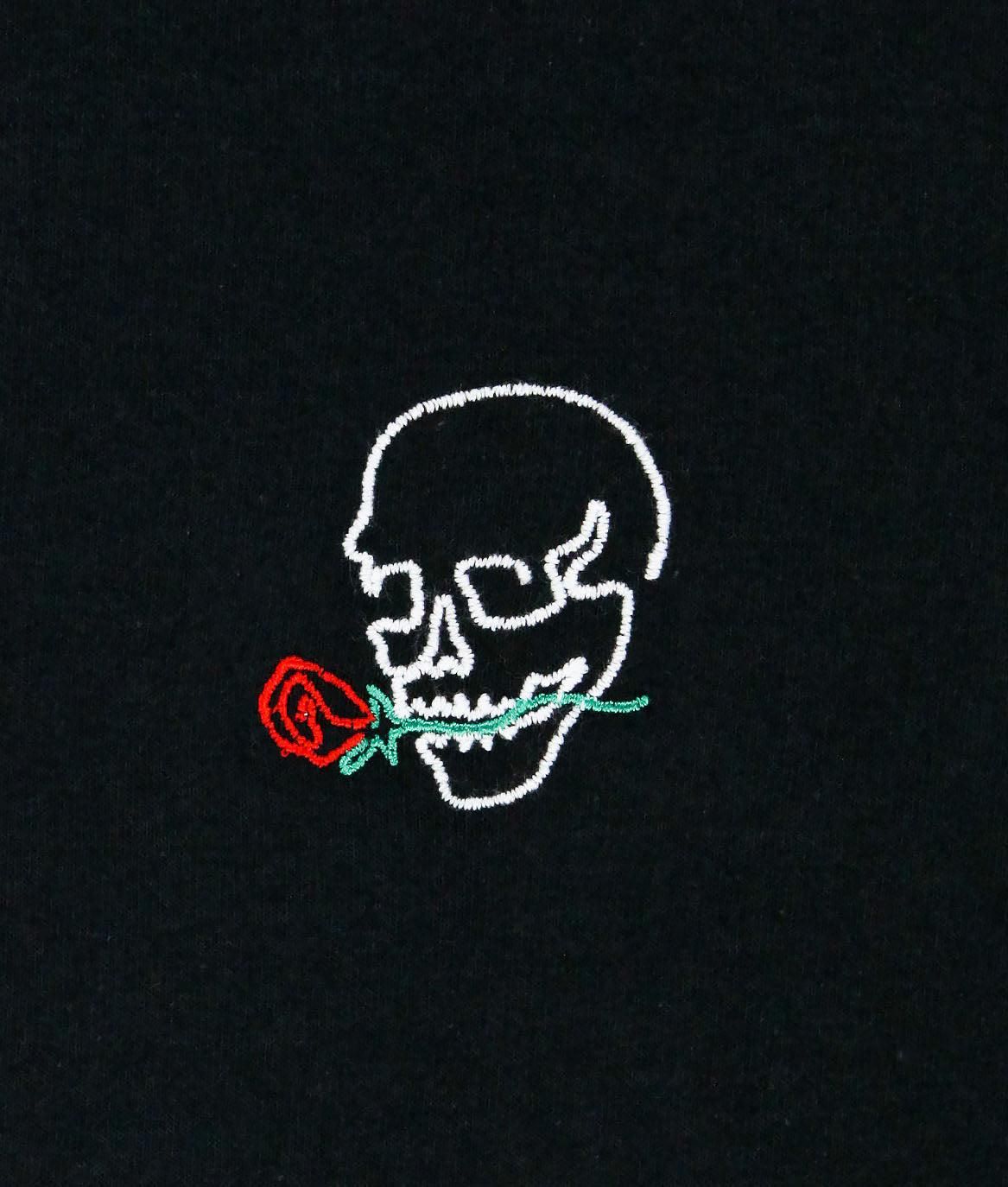 Skull Rose Outline Embroidered Mens T-Shirt sold by riot society product image thumbnail 2