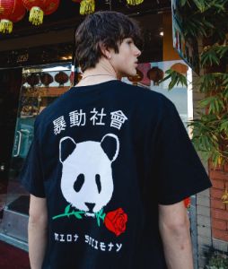 Panda Rose Mens T-Shirt sold by riot society