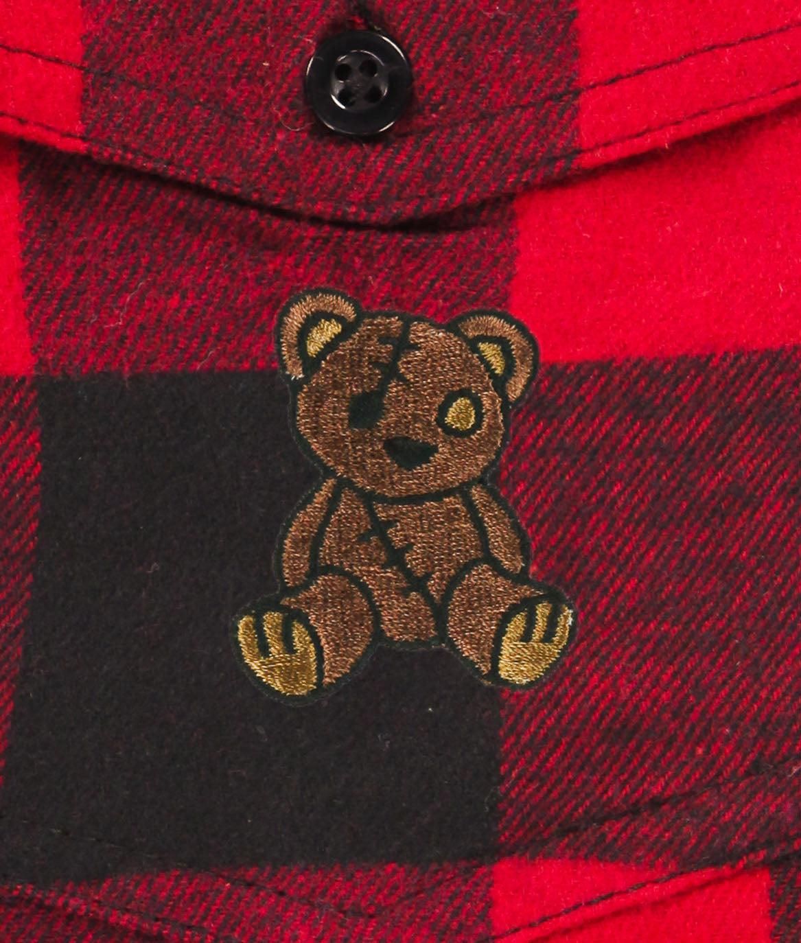 Teddy Bear Embroidered Mens Premium Yarn-Dyed Long Sleeve Flannel Shirt sold by riot society product image thumbnail 6