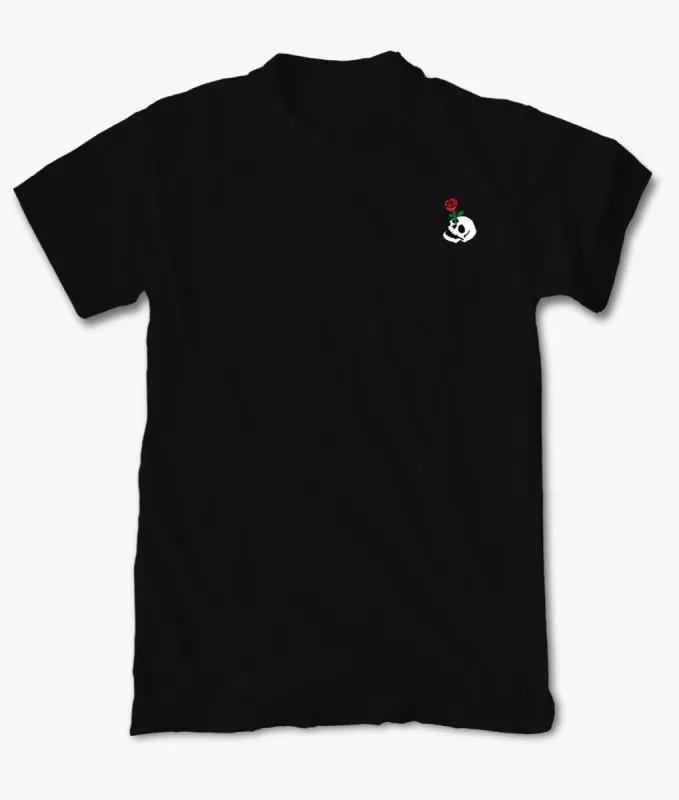 Skull Rose Embroidered Mens T-Shirt sold by riot society
