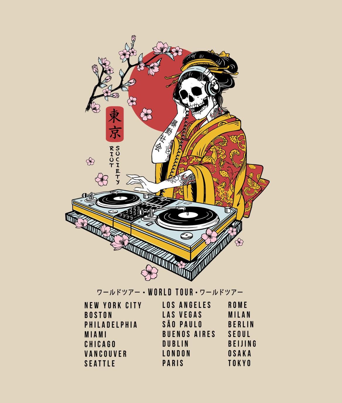 Geisha DJ World Tour Mens T-Shirt sold by riot society product image thumbnail 3