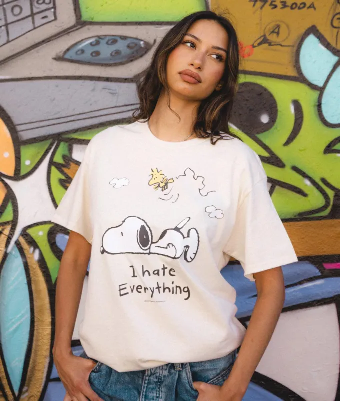 Peanuts Snoopy & Woodstock I Hate Everything Womens Tee sold by riot society