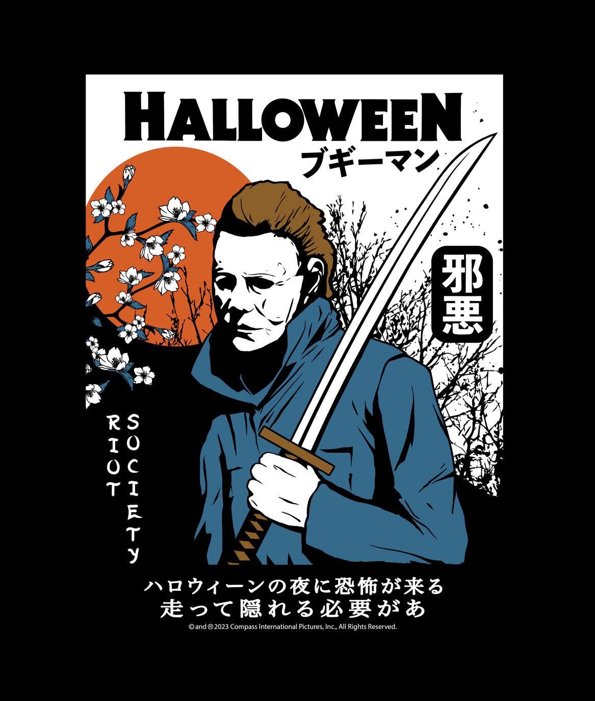 Halloween Michael Myers Kanji Mens T-Shirt sold by riot society product image thumbnail 2