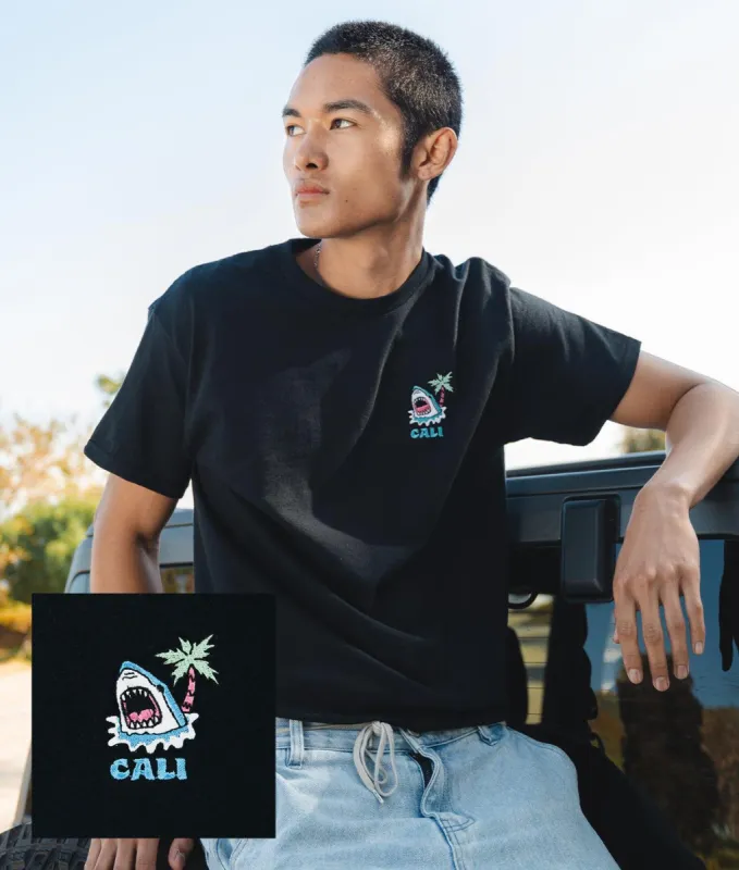 Shark Head Palm Cali Embroidered Mens T-Shirt sold by riot society