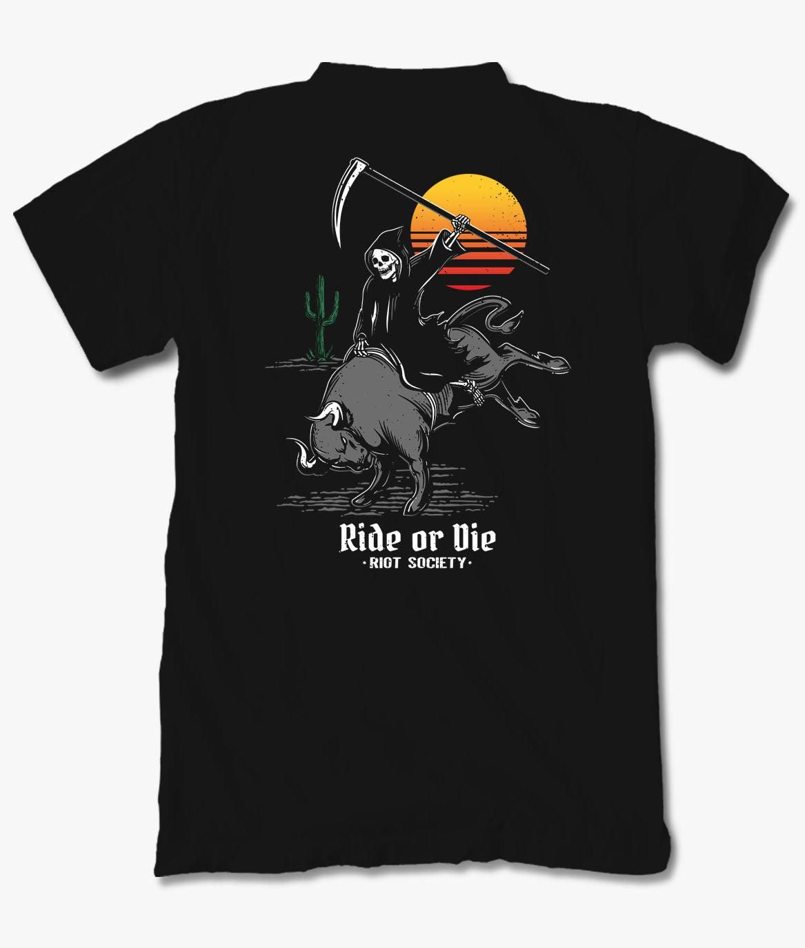 Ride or Die Bull Reaper Mens T-Shirt sold by riot society