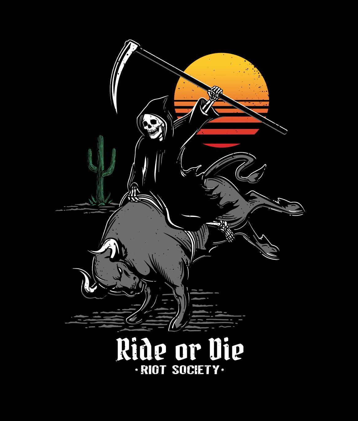 Ride or Die Bull Reaper Mens T-Shirt sold by riot society product image thumbnail 5
