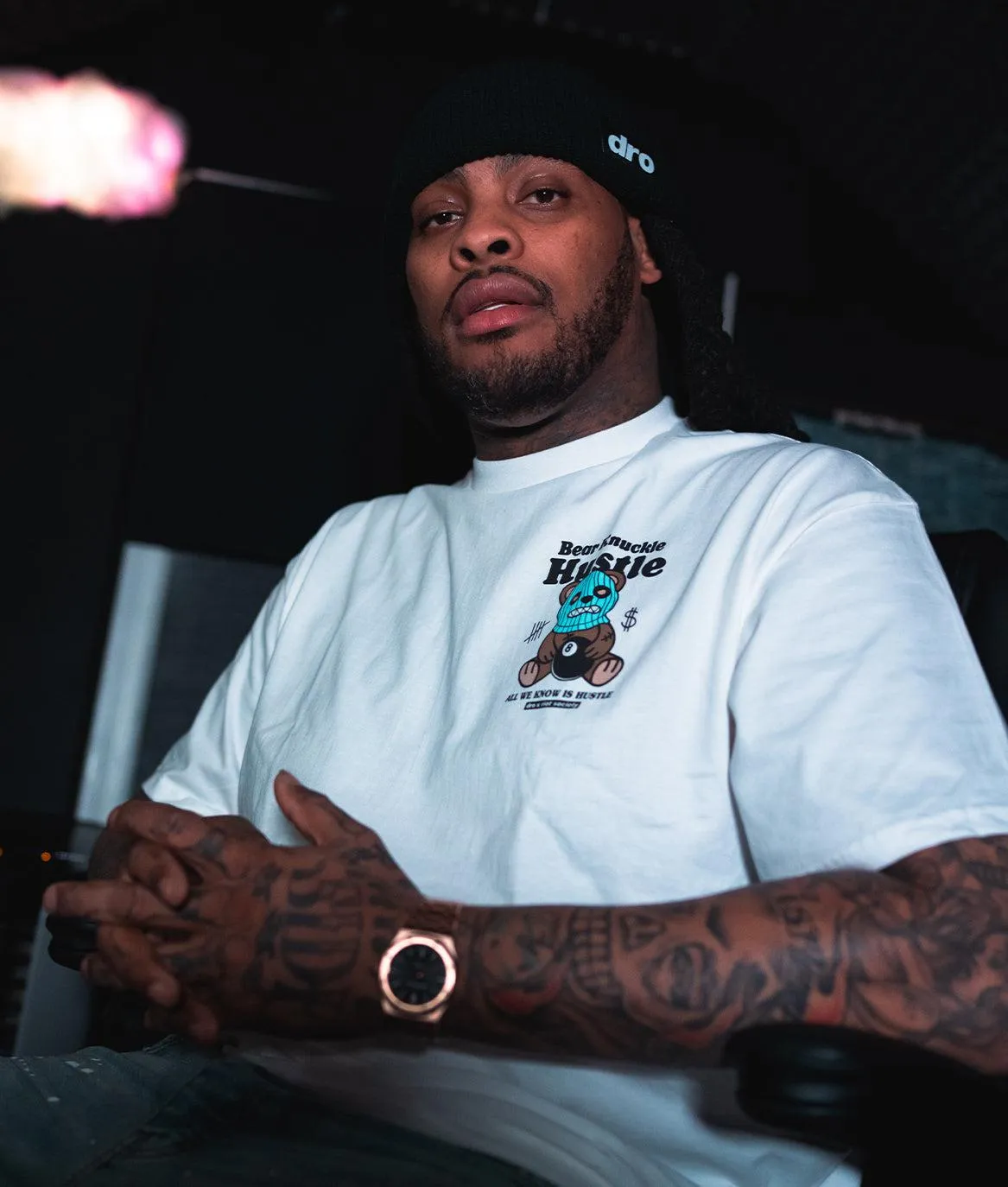 Dro x Riot Society Bear Knuckle Hustle Mens T-Shirt sold by riot society product image thumbnail 4