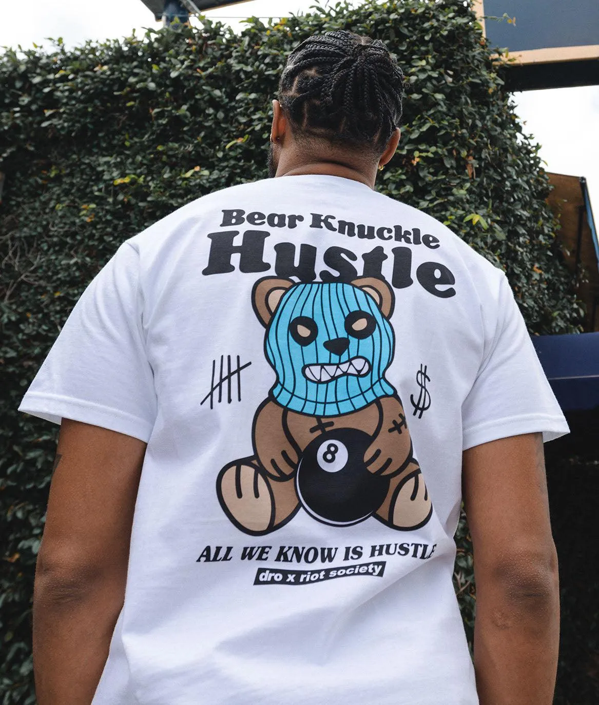 Dro x Riot Society Bear Knuckle Hustle Mens T-Shirt sold by riot society product image thumbnail 3