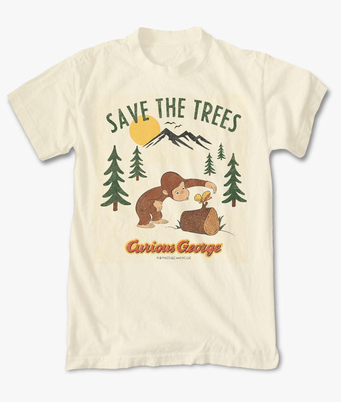 Curious George Save the Trees 2.0 Mens T-Shirt sold by riot society
