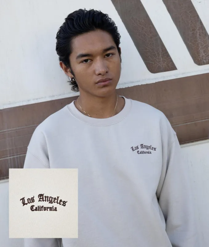 Los Angeles Embroidered Mens Crewneck Sweatshirt sold by riot society