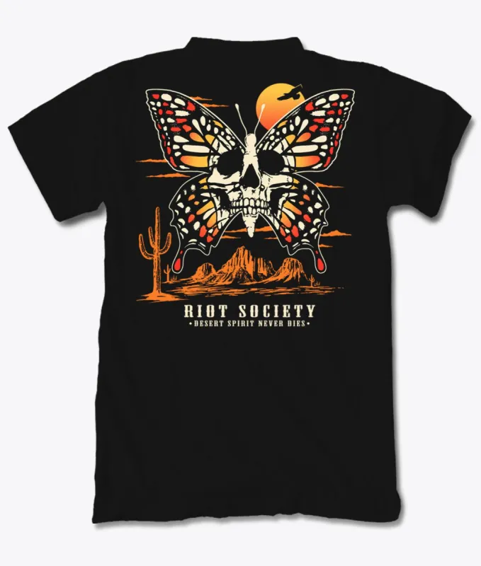 Western Reaper Butterfly Skull Mens T-Shirt Sale sold by riot society