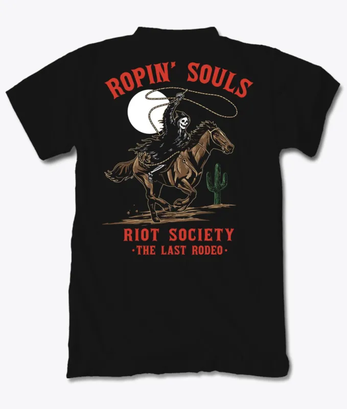 Rodeo Reaper Ropin' Souls Mens T-Shirt sold by riot society