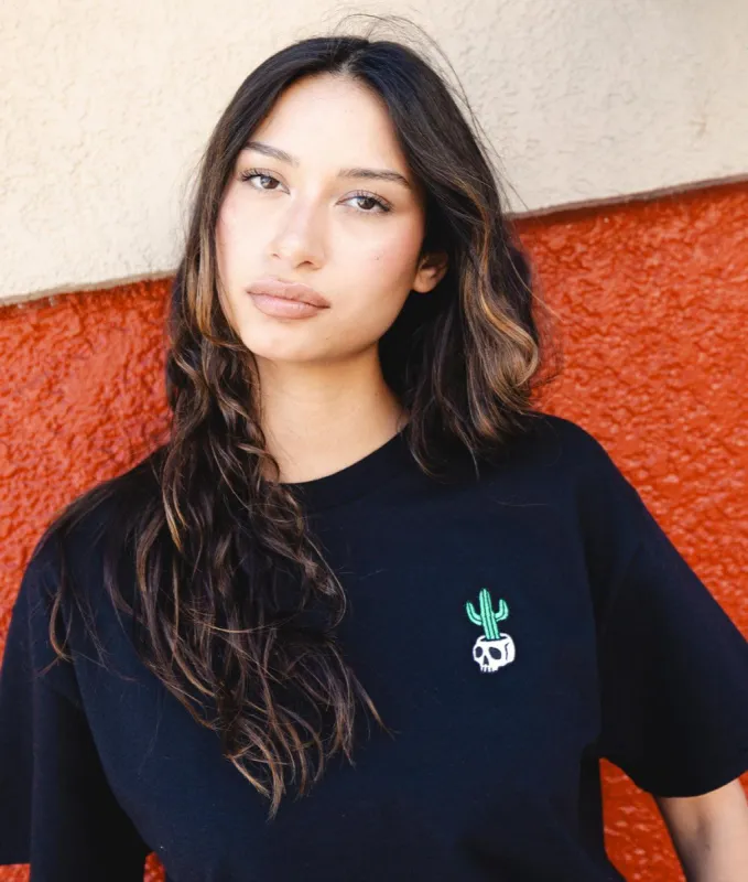 Cactus Skull Embroidered Womens Tee sold by riot society
