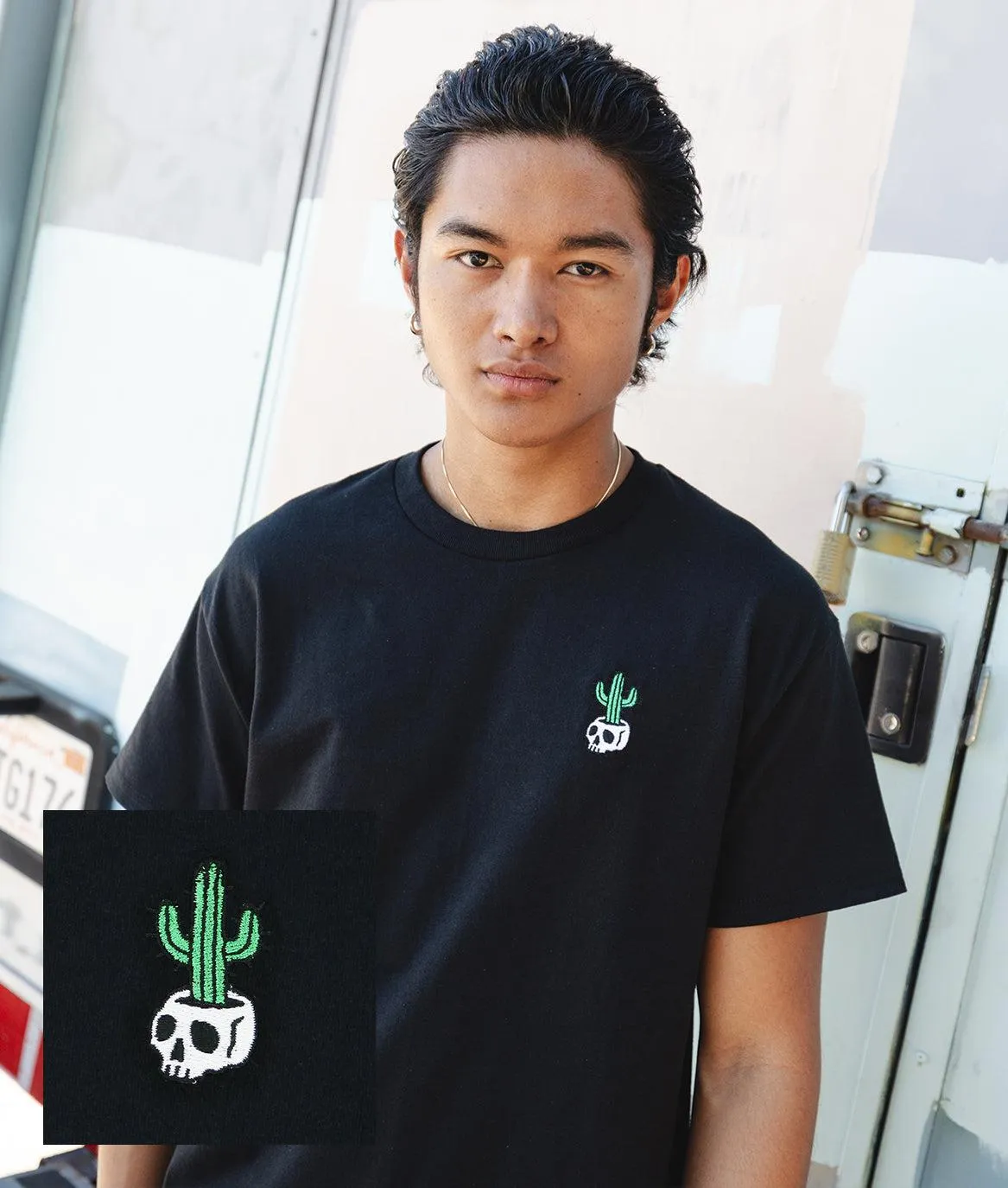 Cactus Skull Embroidered Mens T-Shirt sold by riot society
