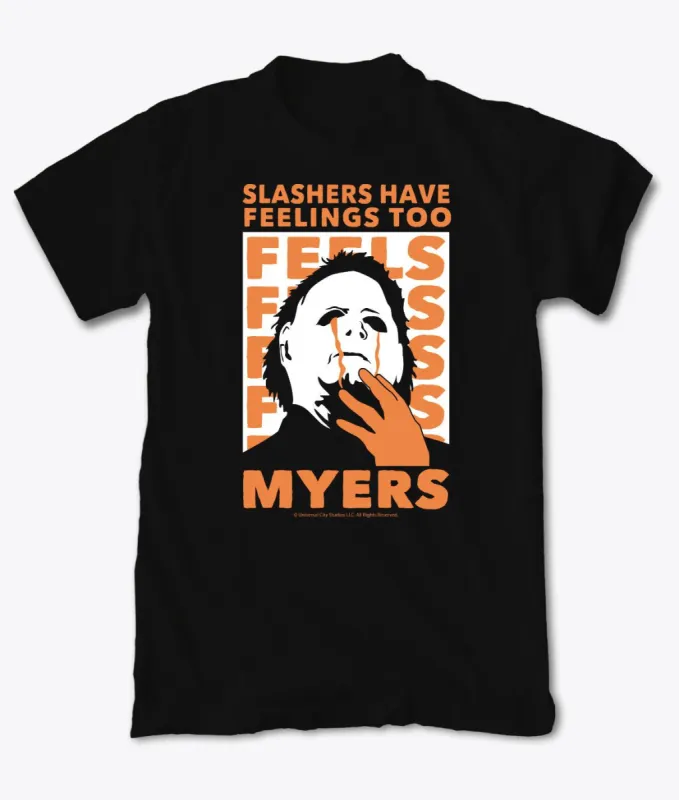 Halloween Michael Myers Slashers Have Feelings Too Mens T-Shirt sold by riot society