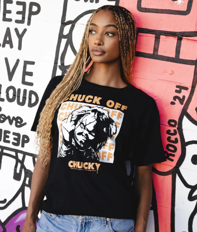 Chucky Chuck Off Womens Tee sold by riot society