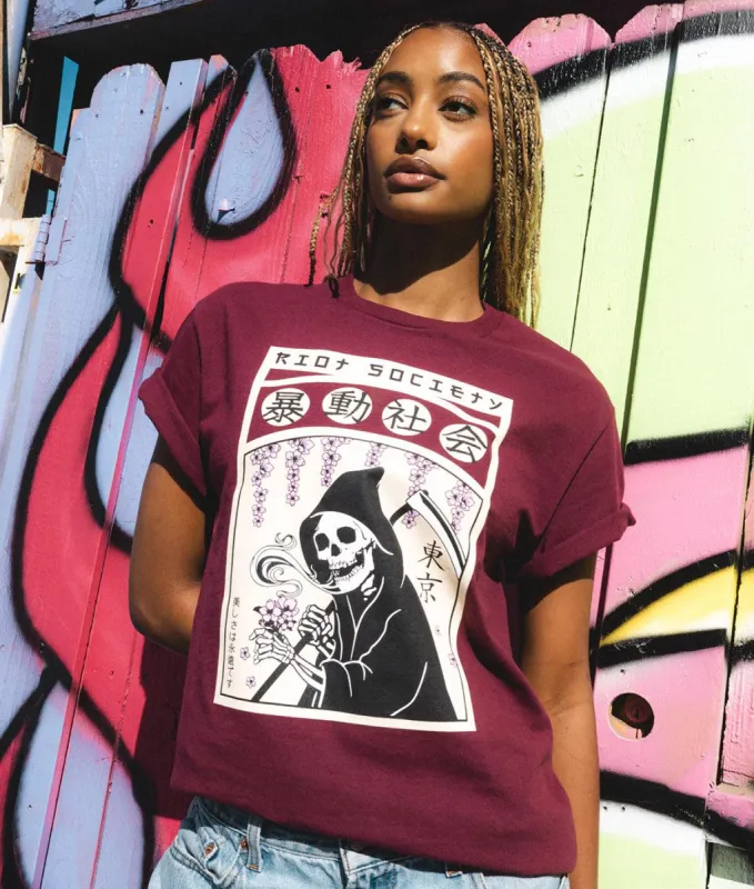 Reaper Flower Garden Womens Tee sold by riot society