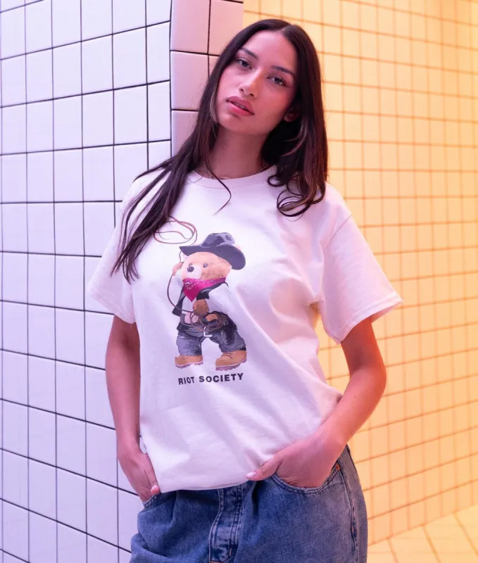 Cowboy Teddy Bear Womens Tee Sale sold by riot society