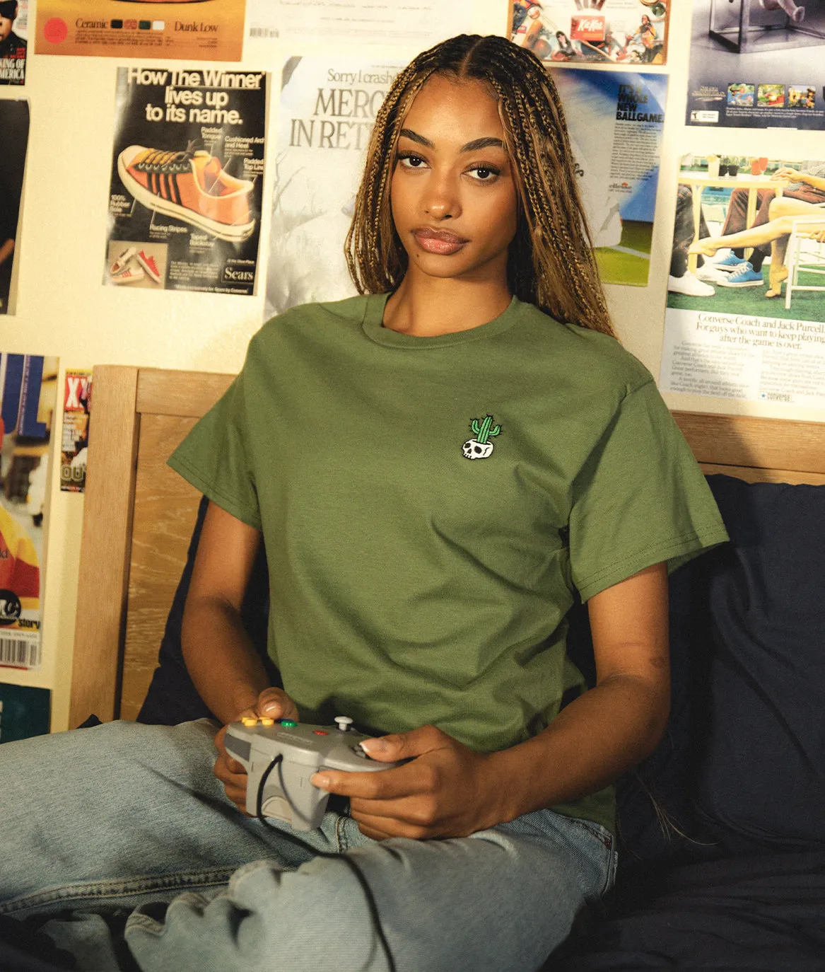 Cactus Skull Embroidered Womens Tee sold by riot society