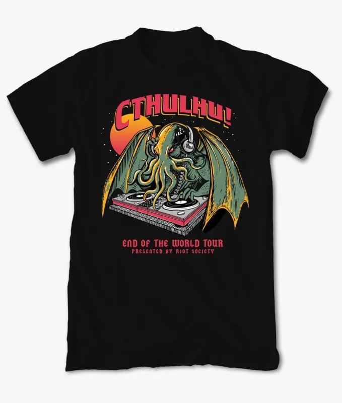 Cthulhu DJ World Tour Mens T-Shirt Sale sold by riot society