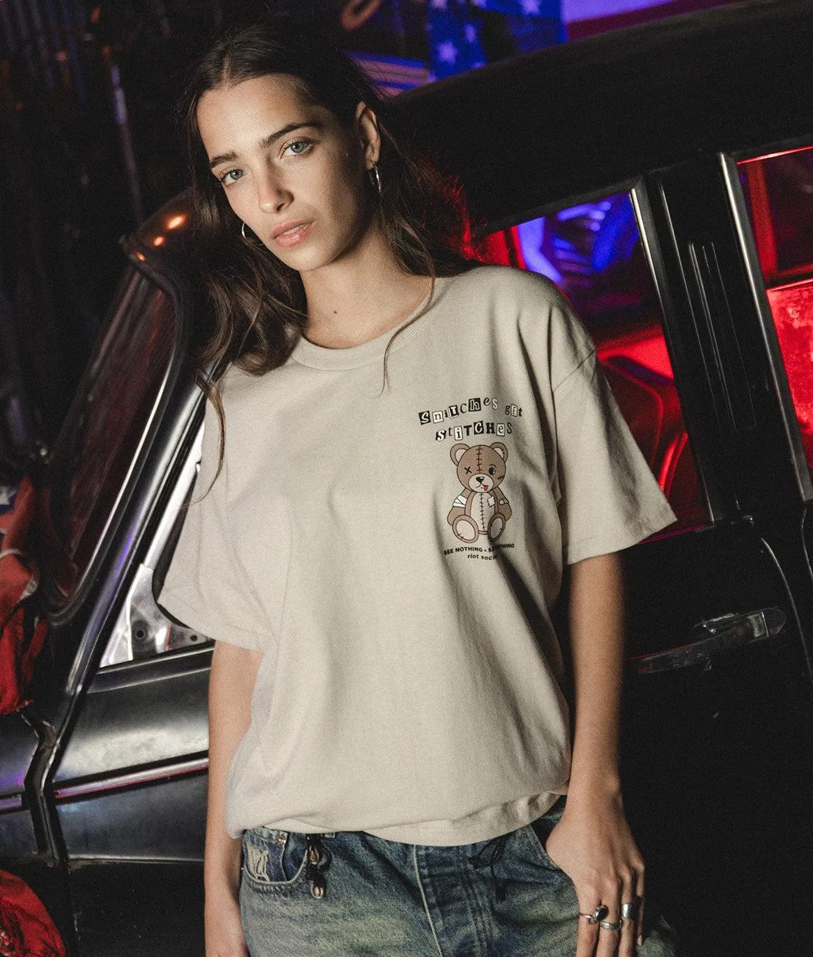 Snitches Get Stitches Teddy Womens Tee sold by riot society