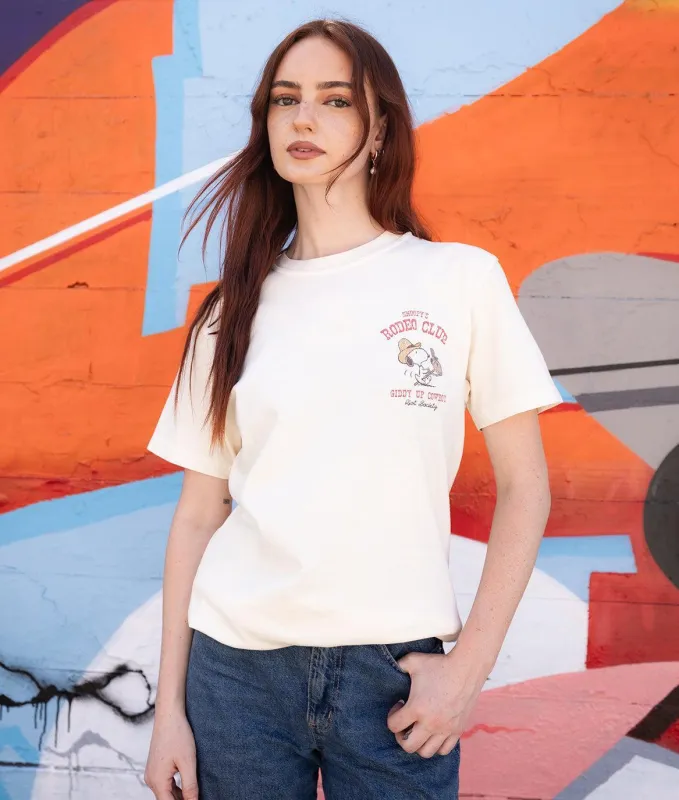 Peanuts Snoopy's Rodeo Club Boyfriend Tee sold by riot society