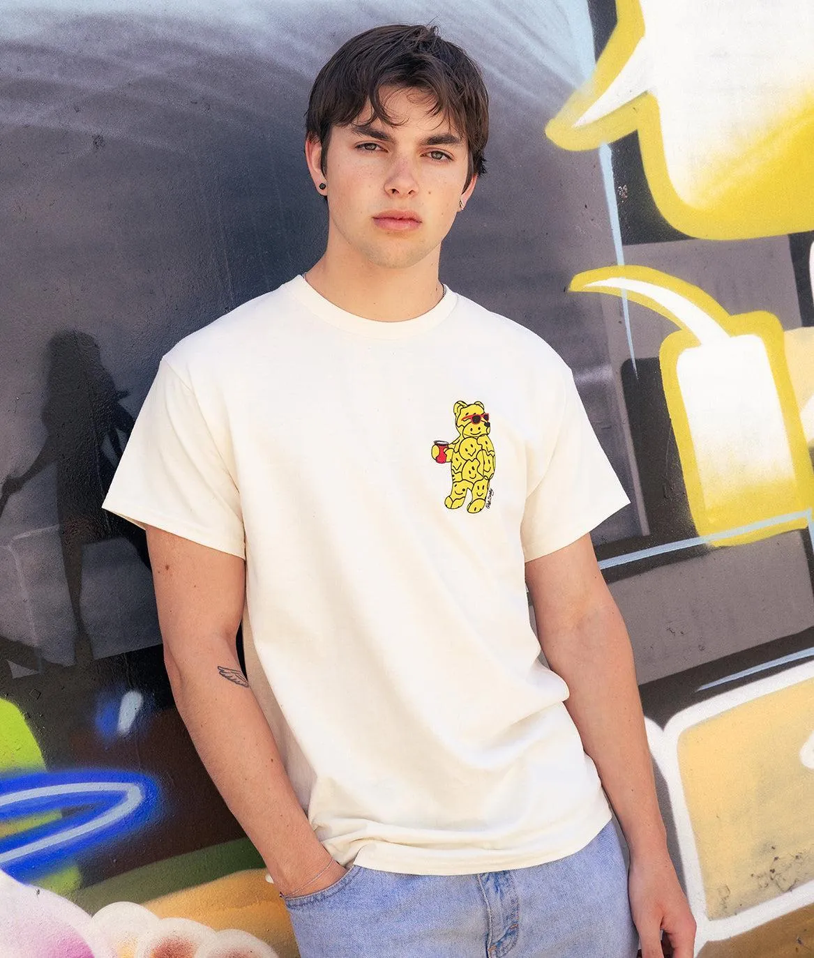 Smiley Face Bear Mens T-Shirt sold by riot society product image thumbnail 2