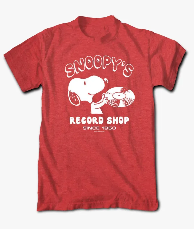 Peanuts Snoopy Record Shop Mens T-Shirt sold by riot society