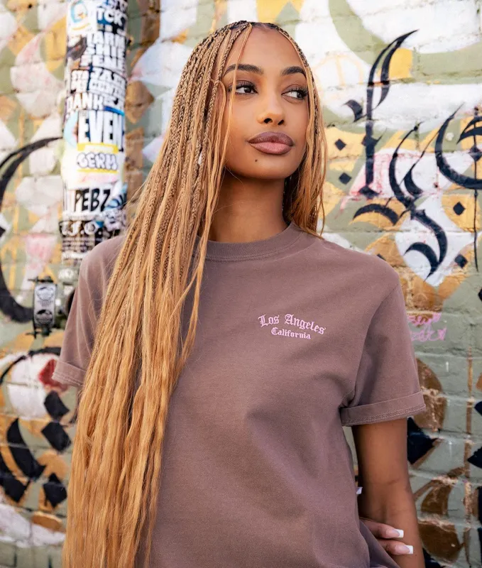Los Angeles Embroidered Boyfriend Tee sold by riot society