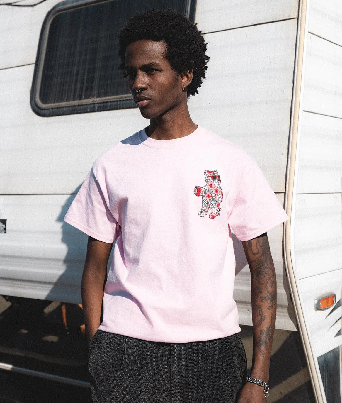 Tropical Hibiscus Bear Mens T-Shirt sold by riot society product image thumbnail 2