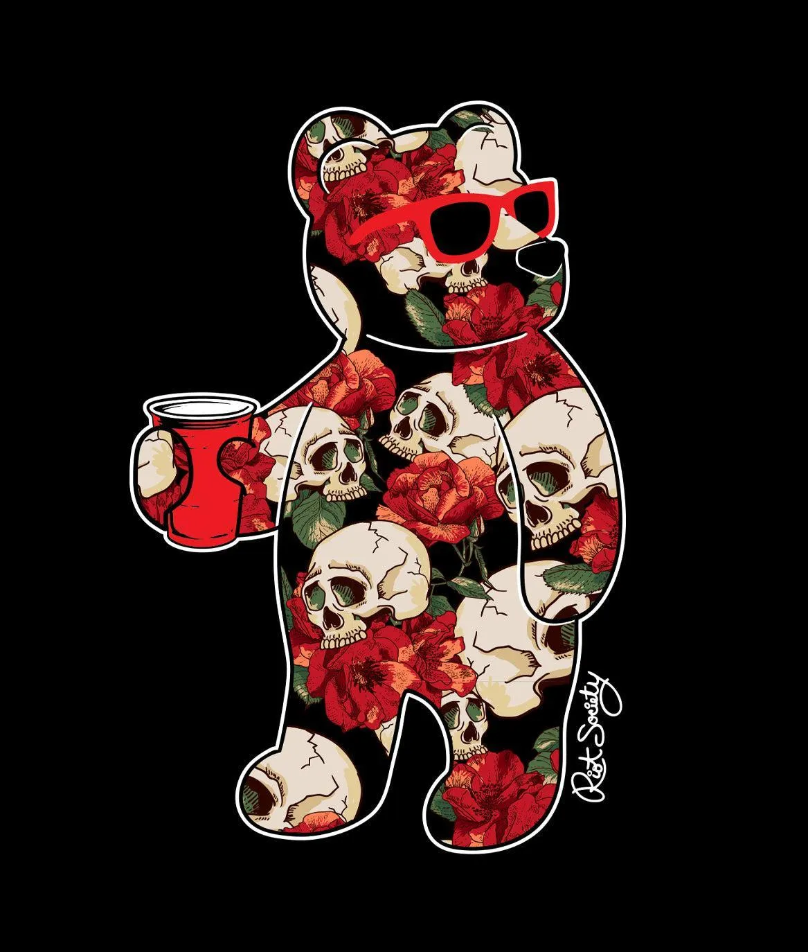 Skull Rose Bear Womens Tee sold by riot society product image thumbnail 2