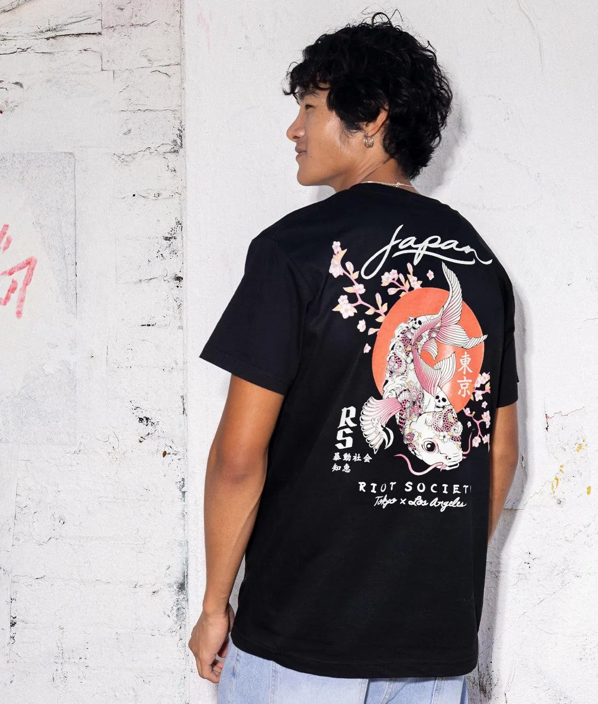 Japan Koi Tattoo Blossom Mens T-Shirt sold by riot society product image thumbnail 3