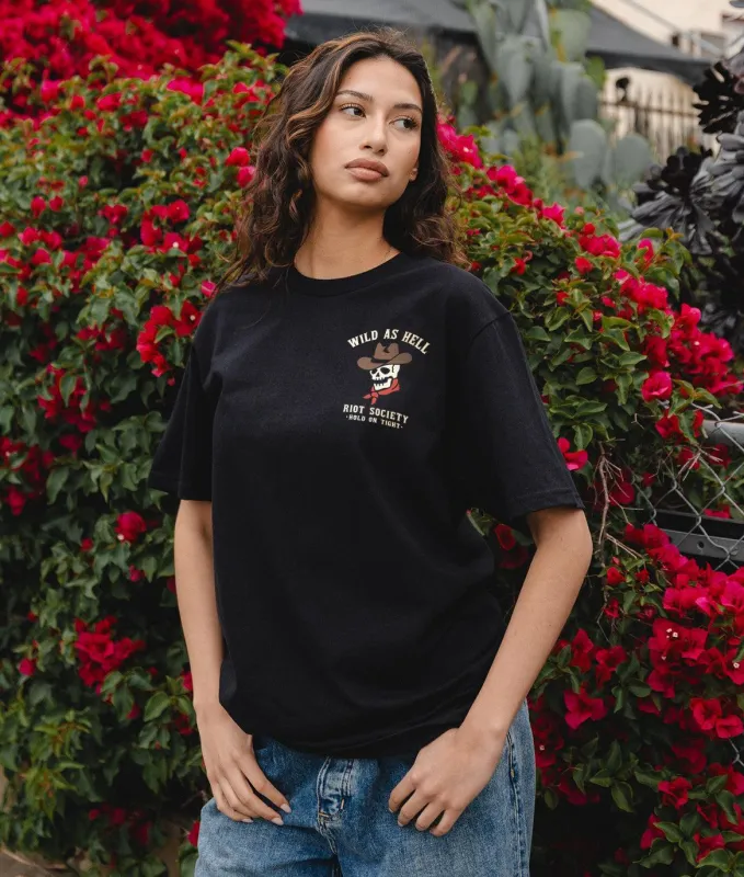 Wild As Hell Cowboy Skeleton Womens Tee sold by riot society