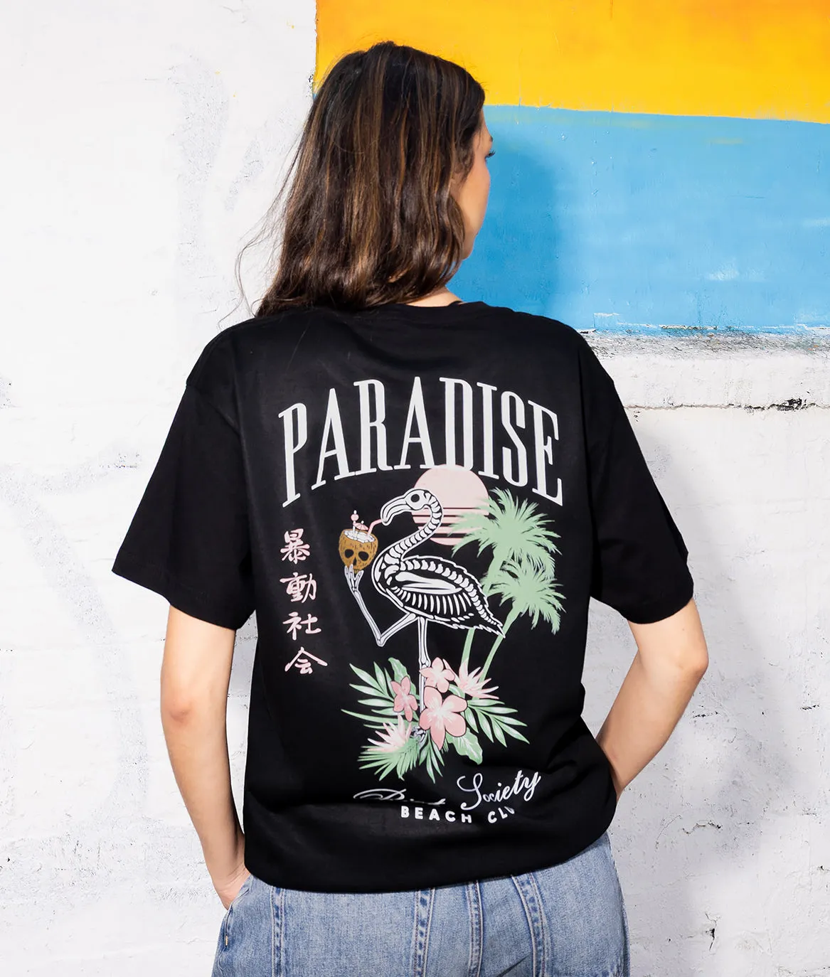 Skeleton Flamingo Paradise Beach Club Womens Tee sold by riot society product image thumbnail 2