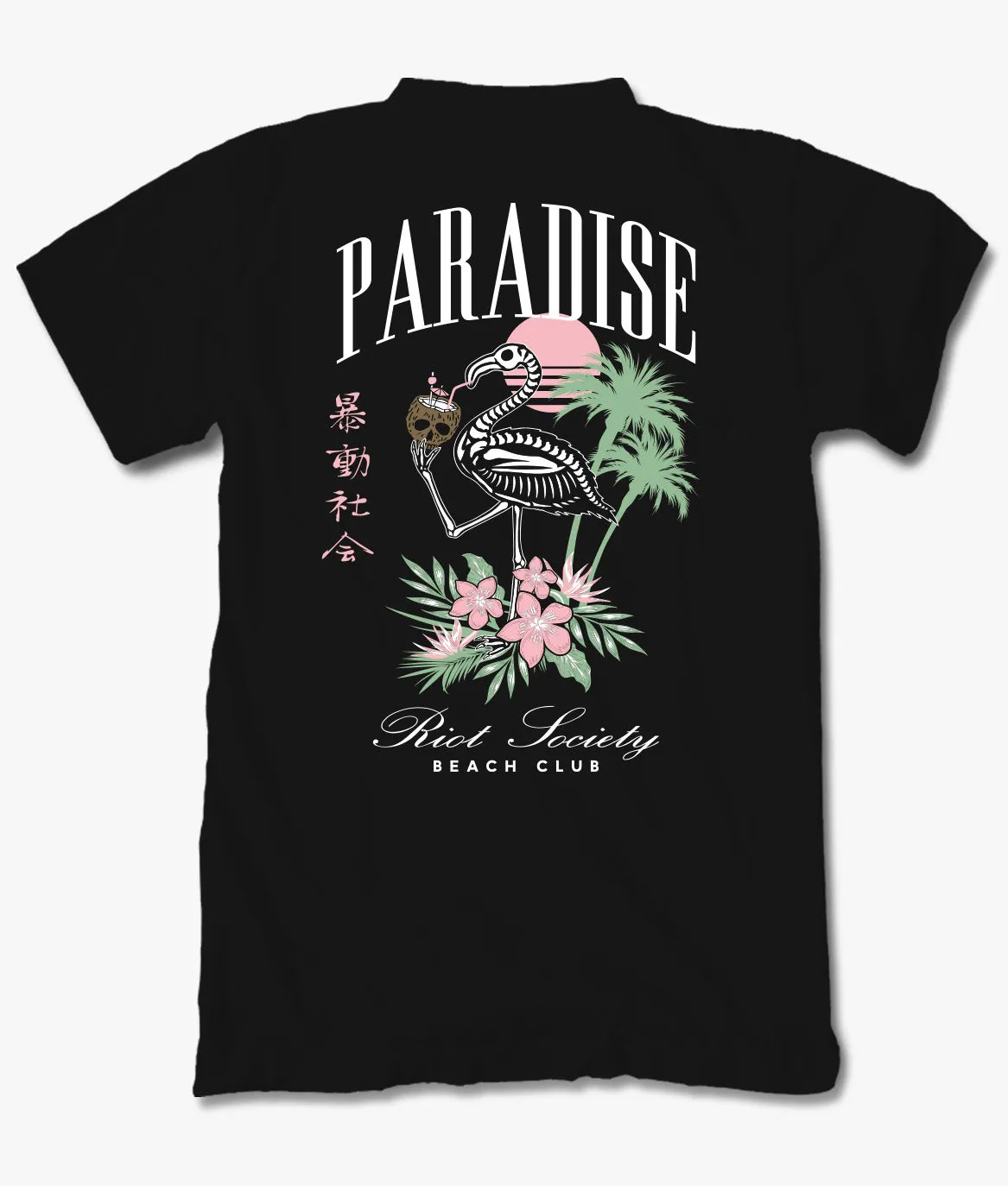 Skeleton Flamingo Paradise Beach Club Mens T-Shirt sold by riot society