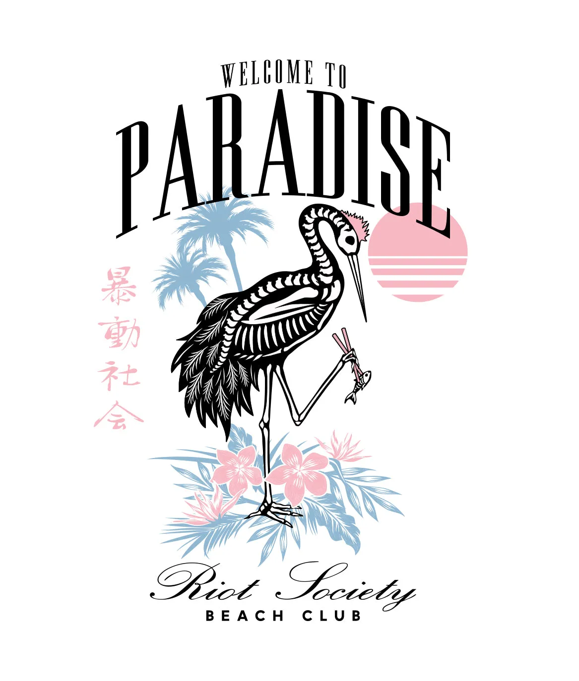 Skeleton Crane Welcome to Paradise Beach Club Mens T-Shirt sold by riot society product image thumbnail 5