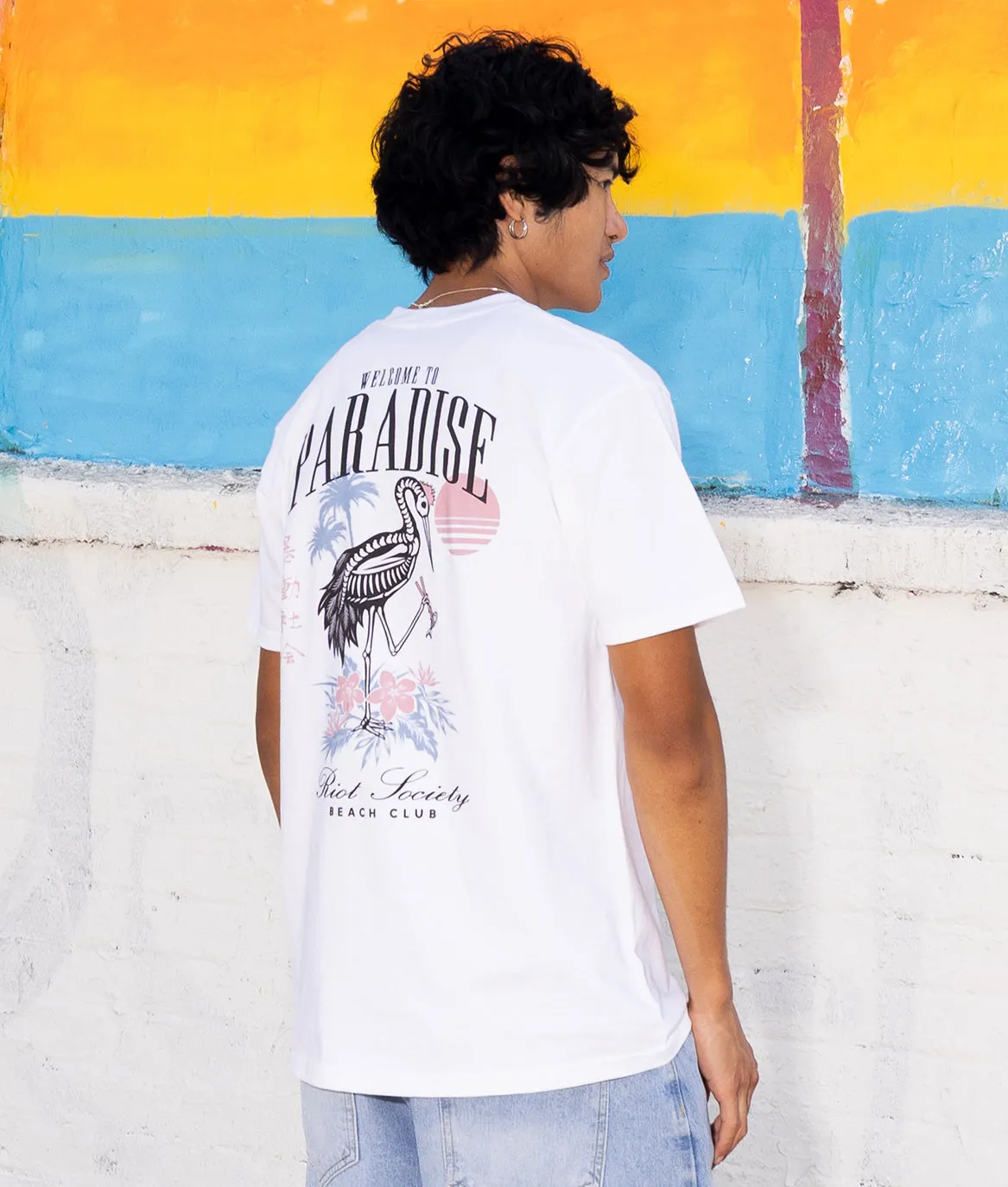 Skeleton Crane Welcome to Paradise Beach Club Mens T-Shirt sold by riot society product image thumbnail 3