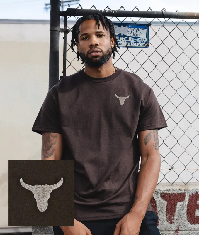 Bull Skull Embroidered Mens T-Shirt sold by riot society